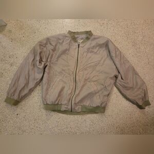 Vintage Montage Pour Homme 100% Silk Beige Bomber Jacket Mens Large